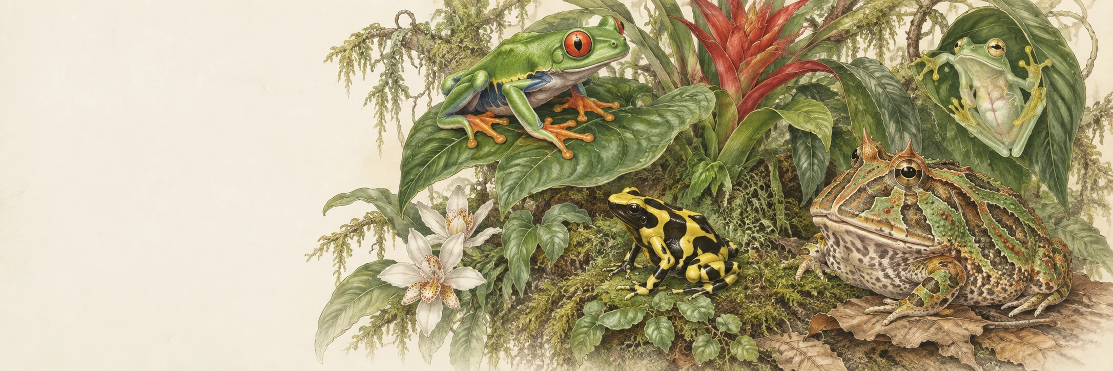 Frogs coloring collection illustration
