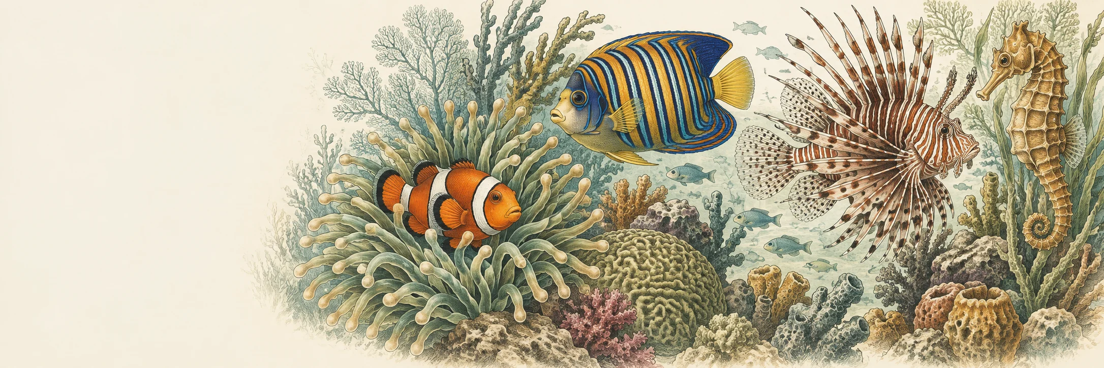 Marine Fish coloring collection illustration